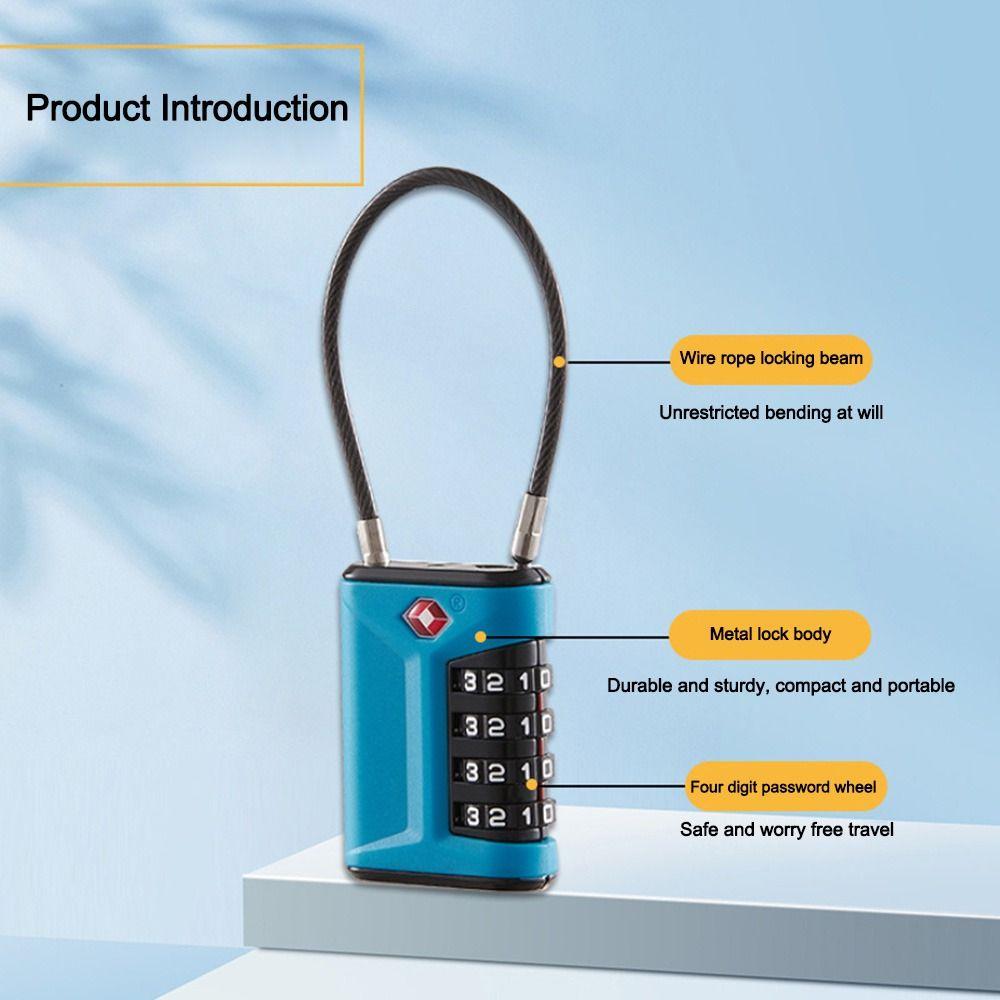 TSA 4 Digit Combination Lock Padlock Cabinet Padlock Portable Luggage Coded Lock for Travel
