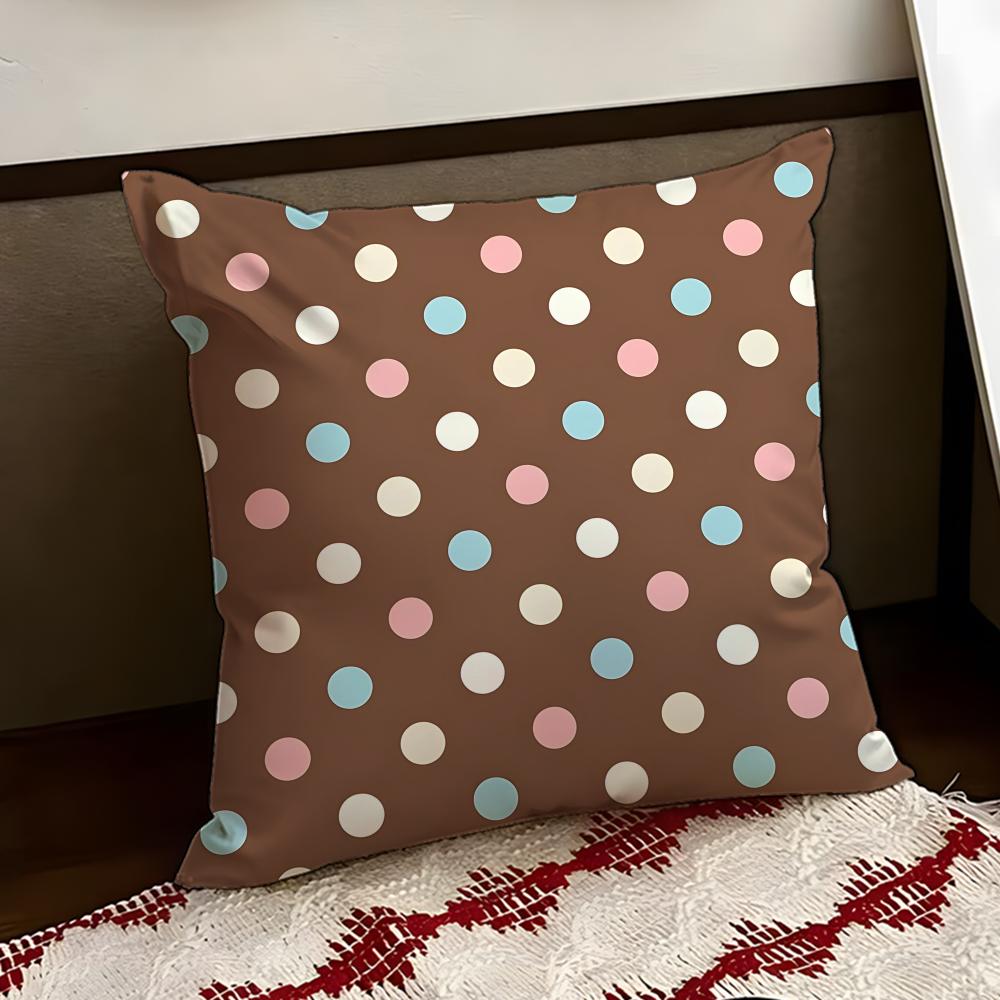 Sunny American Retro Polka Dot Cushion Cover Reversible Soft Durable Pillow Cover Home Car MultiScene Use for Daily Comfort