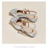 Light luxury wind back empty sandals for women with rhinestone square buckle, pointed toe, low heel, Mary Jane straight strap sandals