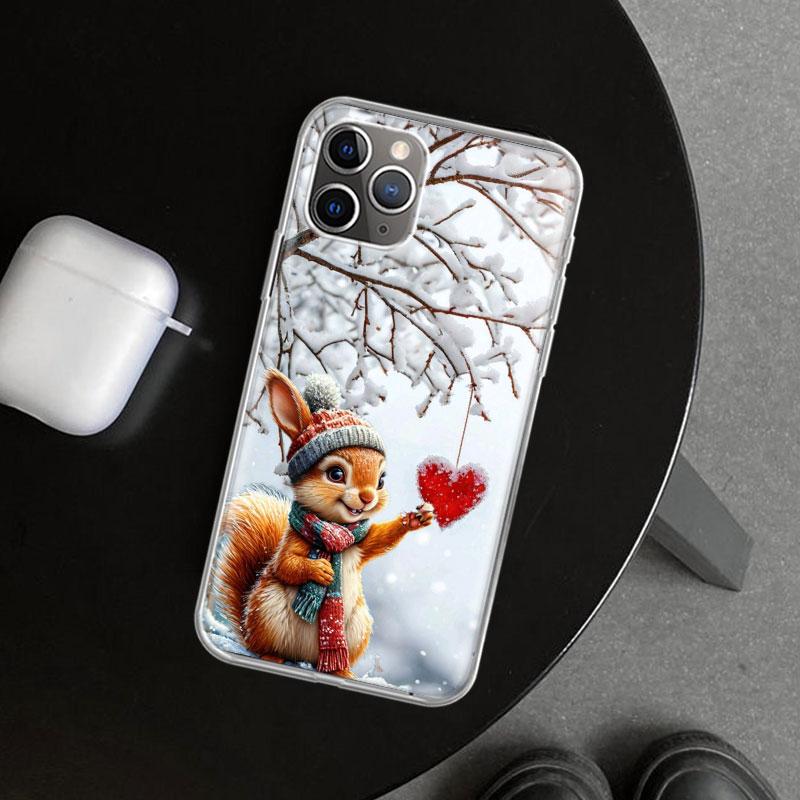 Animal Squirrel Phone Case Cover for iPhone 11 12 13 Mini 14 15 Plus 16 Pro Max 17 Air 7 8 + SE Art Customized Fundas 11 12 13 M