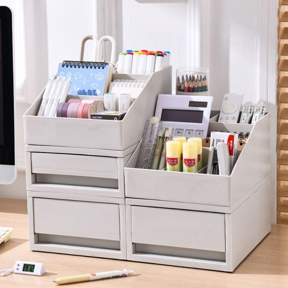 Drawer Style Cosmetic Storage Box Large Capacity Multilayer Desktop Sundries Organizer Multi-purpose Stationery Container
