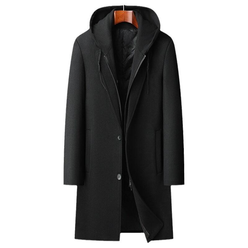 Cappotti di Lana Misti Cashmere Lunghi Casual con Cappuccio da Uomo Cappotti Trench Cappotti Invernali da Uomo Giacche Invernali Business Casual
