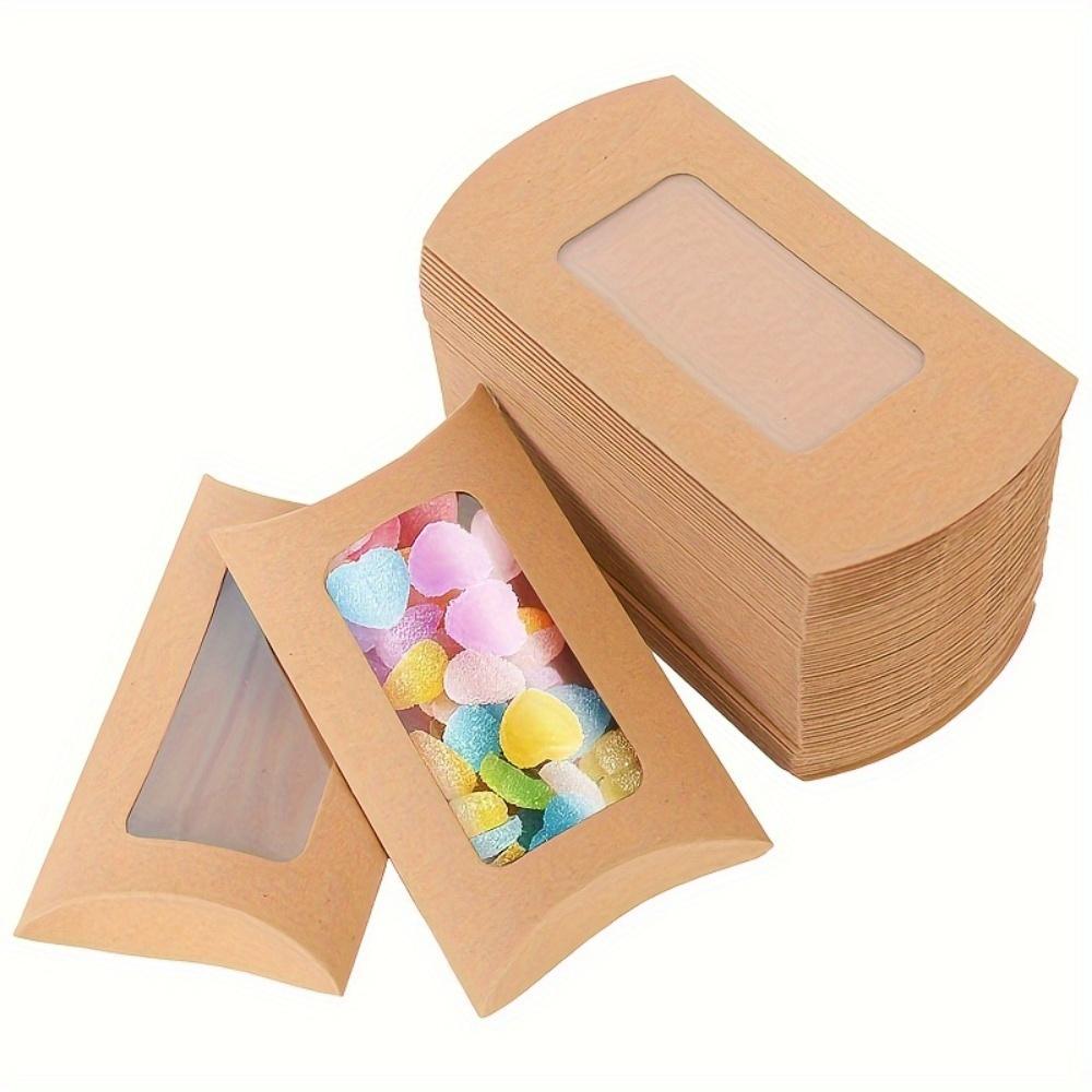 35pcs Creative Pillow Window Wedding Candy Boxes Exquisite Compact Gift Boxes Kraft Paper Box Cookie Box Packaging Box Wedding Gift Box Wedding Stuff