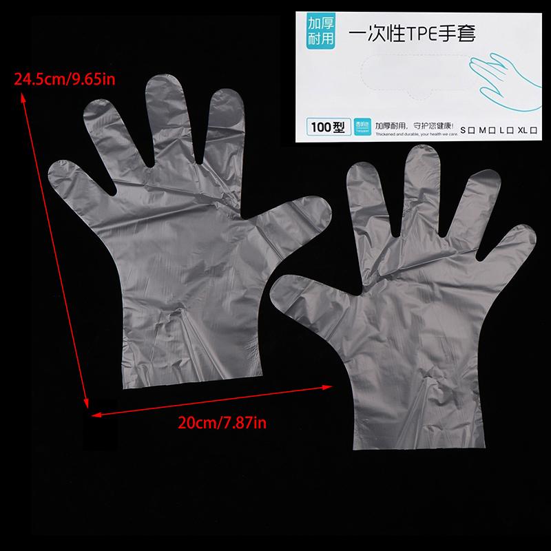 100Pcs Latex Free Gloves Tpe Disposable Gloves Transparent Non-Slip Acid Work Safety Food Grade Household Cleaning Gloves