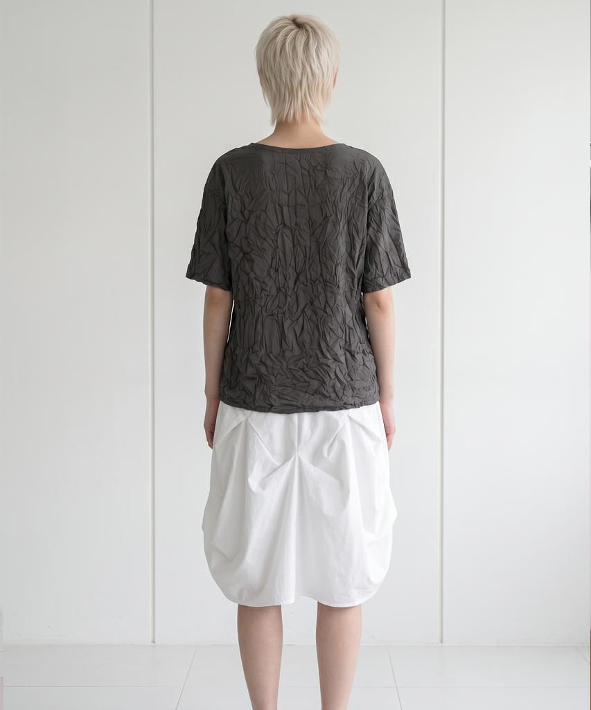 Dilettantism Rivet Drape Cocoon Skirt (Wh)