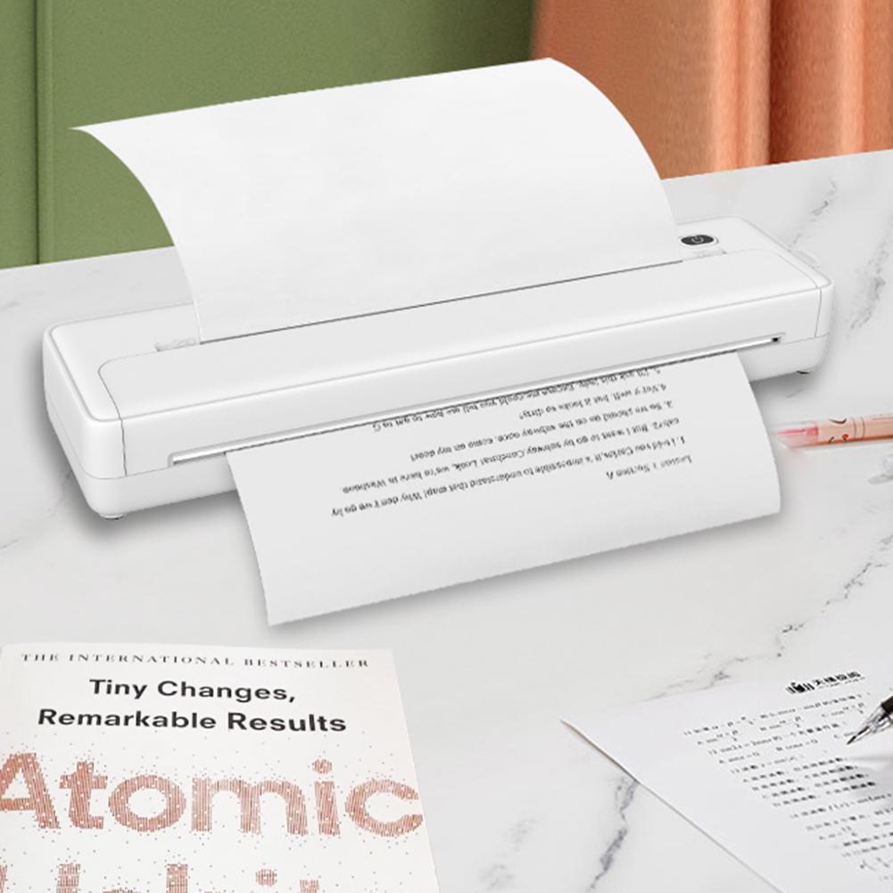 A4 Portable Thermal Printer 203DPI Bluetooth-Compatible Wireless Mobile Travel Printer Inkless Compatible with Smartphone & PC