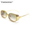New Steampunk-style Hollow Metal Oval Sunglasses with a Futuristic Design, Featuring a Unique and Trendy Handmade Chain and Available In Multiple