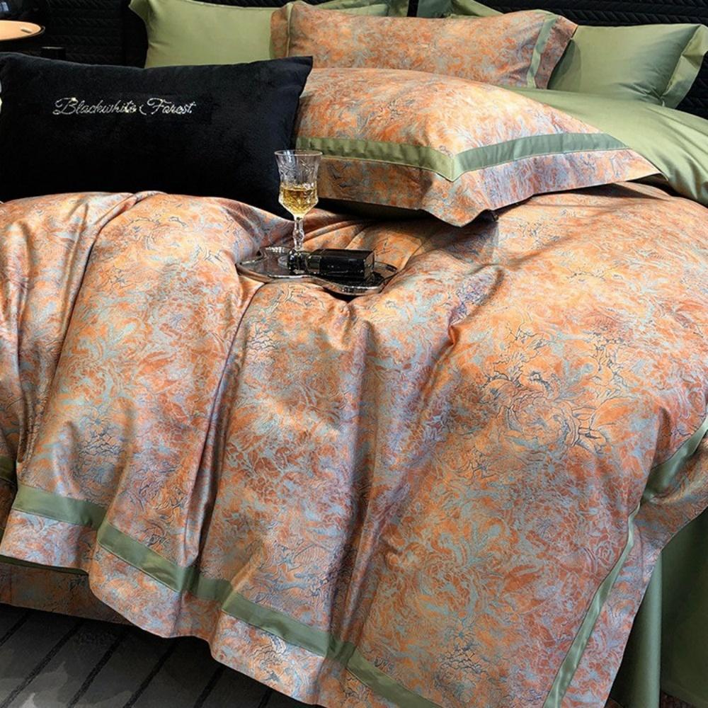 1000TC Egyptian Cotton Luxury Flowers Digital Printing Bedding Set 1 Duvet Cover Set, 1 Flat/Fitted Bed Sheet, 2 Pillowcases