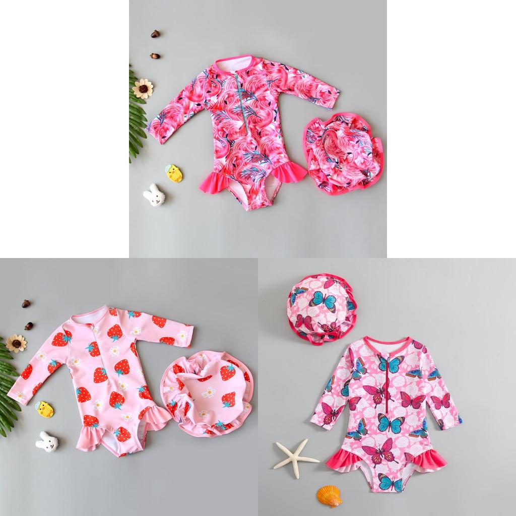 Girls Cartoon Swimsuit With Quickdry Polyester For Water Play And Sun Protection