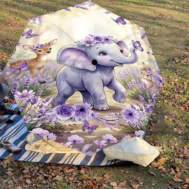 1PC Elephant Umbrella-8-Rib Reinforced, Automatic Open, Lightweight & Durable, Fashion Accessory for Outdoor, H0344