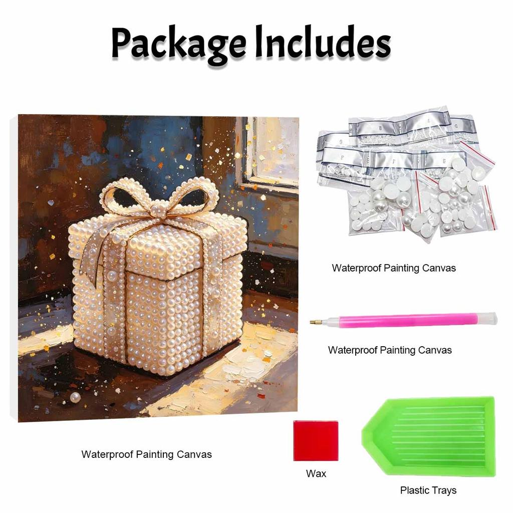 DIY Mini Framed Pearl Bead Art Kit Gift Box Design Sparkling Canvas Painting Relaxing Craft for Adults Handcrafted Home Decor Art Set