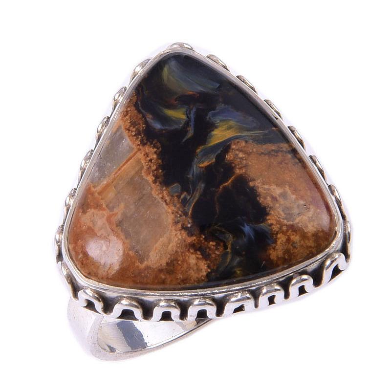 Natural Pietersite Gemstone Handmade 925 Solid Sterling Silver Ring Size 7 P4z62