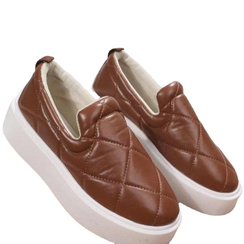 Flats Sneakers Platform Shoes for Women 2024 Ladies Casual Slip-on Plaid Loafers Large Size 43 Vulcanized Shoes Zapatillas Mujer