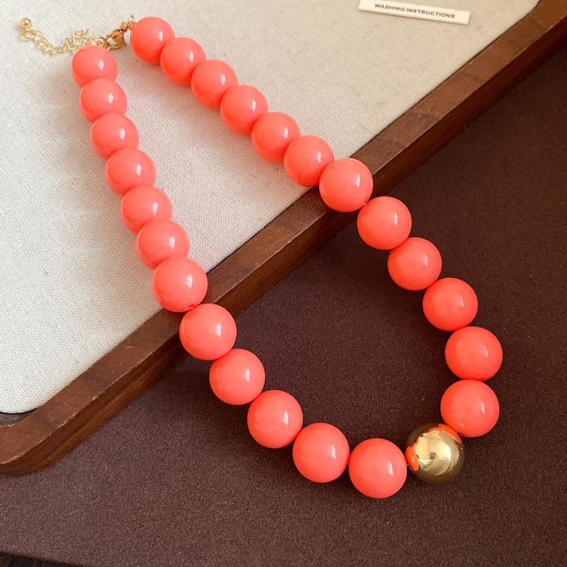 Elegant Summer Acrylic Beaded Necklace: Fashionable Round Clavicle Chain Jewelry