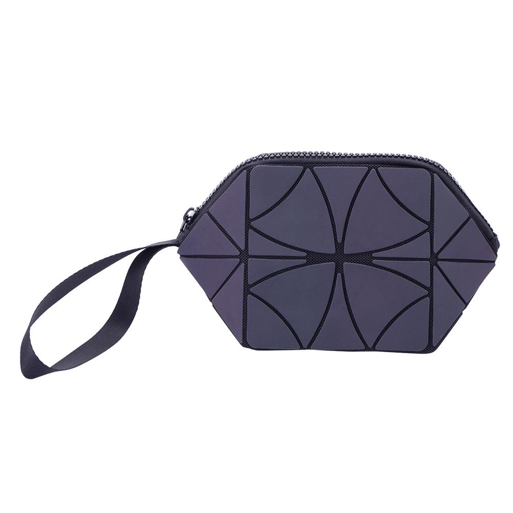 

Glossy Geometric Striped Cosmetic Bag Foldable Storage Bag Portable Travel Makeup Organizer Bag