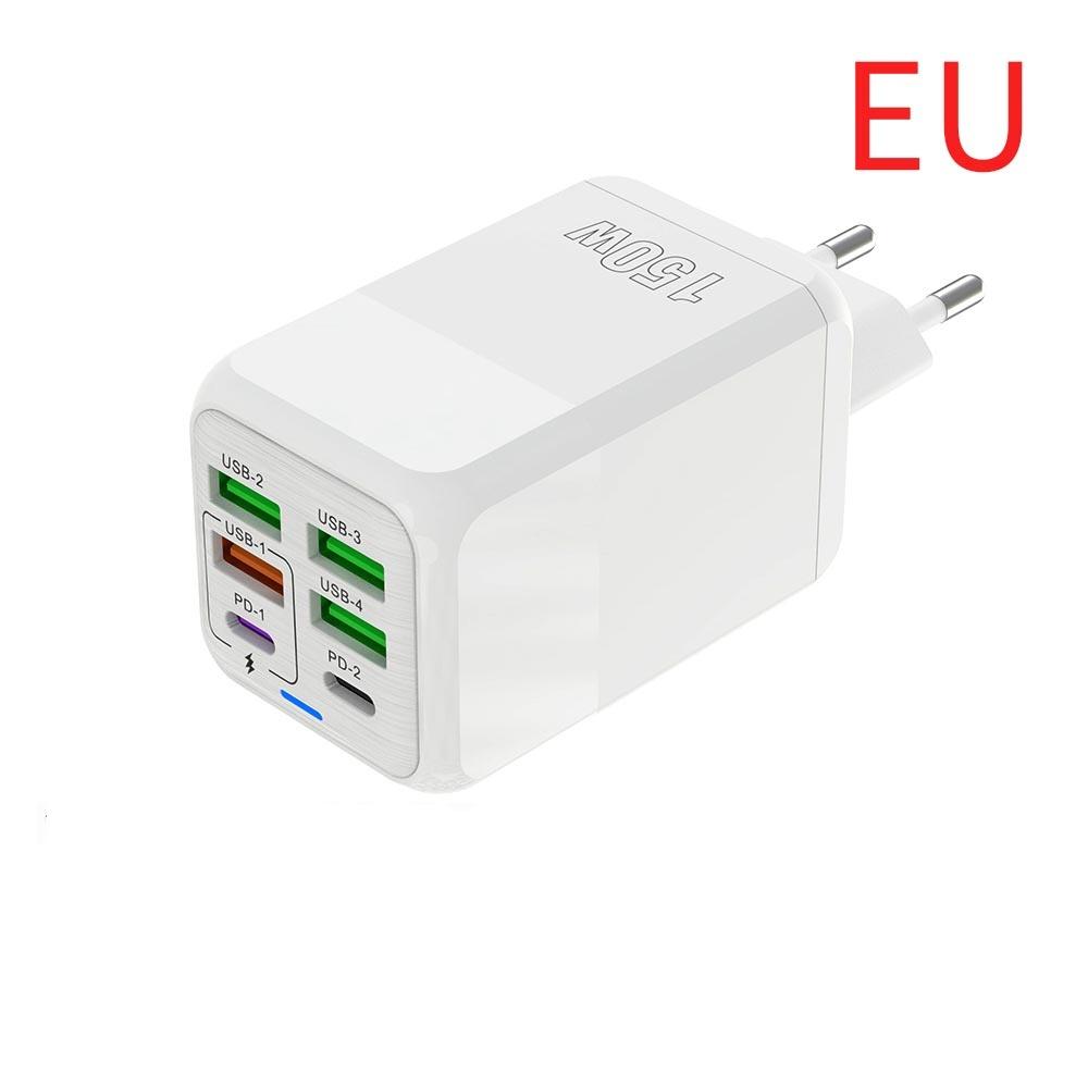 150W 6 Ports USB Charger PD Fast Charging Charger Wall Adapter EU Plug Charger Quick Charge 3.0 Multi Ports Power Adapter