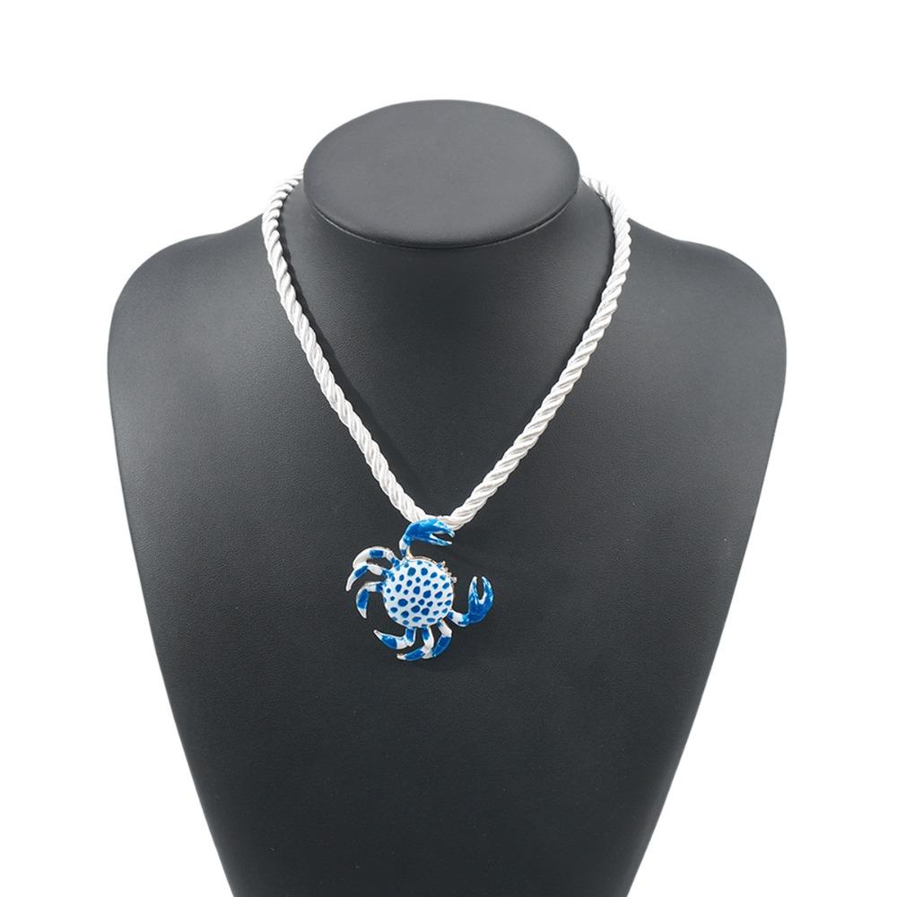 Oil Drip Craft Crab Pendant Necklace Polka Dot Ocean Charm Necklace  Summer Travel Dating