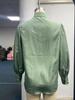 Women's Long Sleeve Ruched Stand Collar Lantern Sleeve Shirt