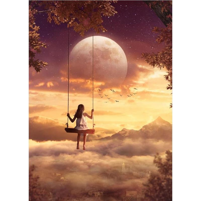 Modern Colorful Posters with a Cosmic Planet, Canvas, Painting, Abnormal Landscape, Scandinavian Wall Art Painting for the Living Room,