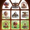 12-Piece Wooden Santa Ornament Set – Hot Air Balloon & Ferris Wheel Christmas Decor for Tree & Home