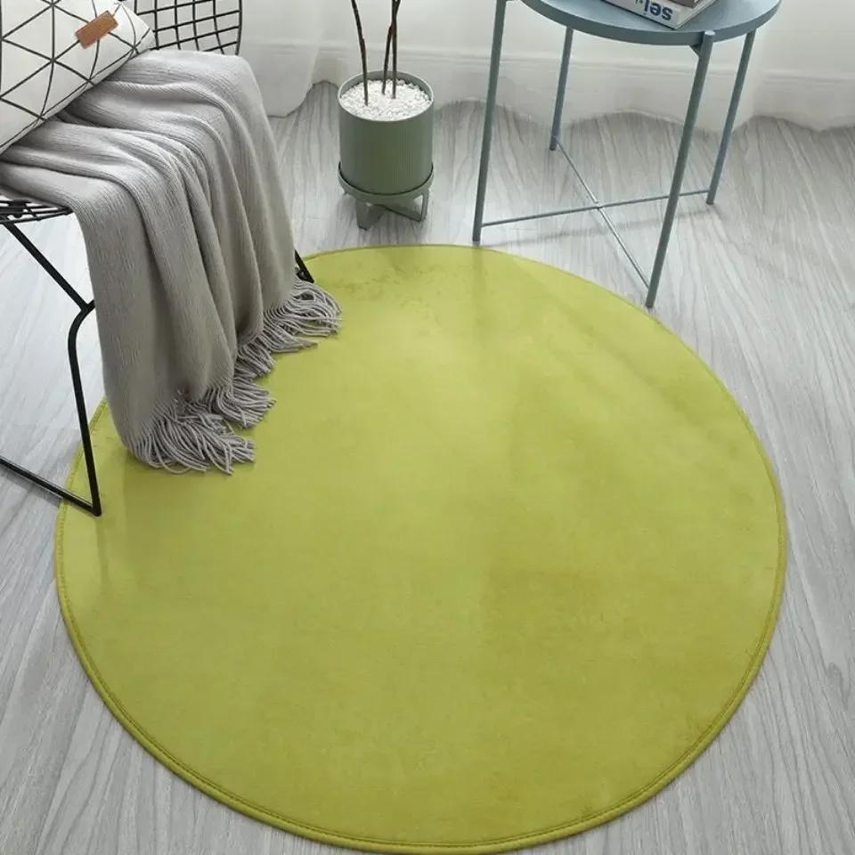 Nordic Style Round Carpet Living Room Coffee Table Children's Room Cute Solid Color Rug Computer Chair Hanging Basket Soft Mat