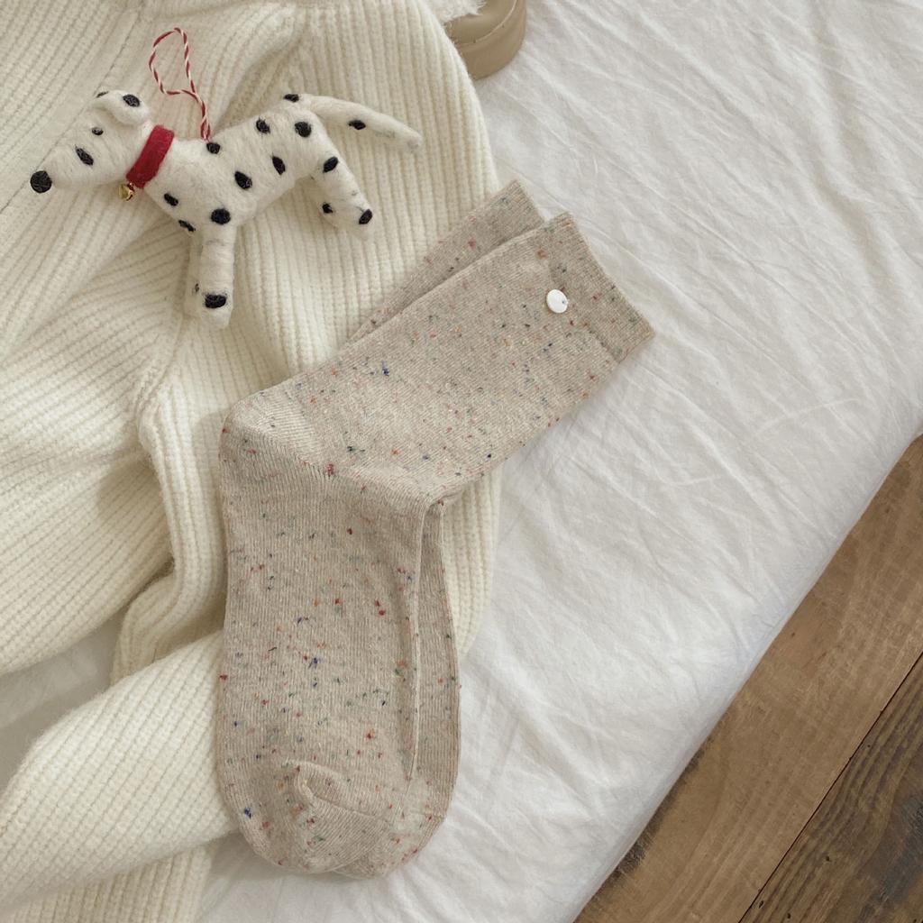 Winter Korean Socks Dongdaemun Thickened Warm Socks Shell Button Decorative Wool Socks Ideas Yarn Tube Socks