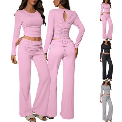 Γυναικείο Εφαρμοστό Δίμερο Σέξι Μακρυμάνικο Παντελόνι Μοντέρνο Casual Σετ