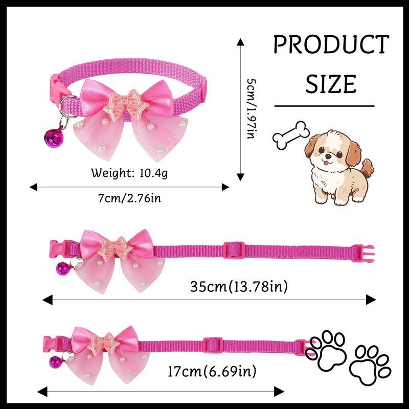 Pet Dog Bow Collar Adjustable Dog Cat Bows Collar Lace Bling Necktie for Small Dog Accessories Puppy Grooming Supplier GPJYP04
