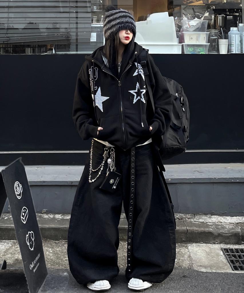 Notusual Dot Star 2-Way Zip-Up Hoodie 2 Colors