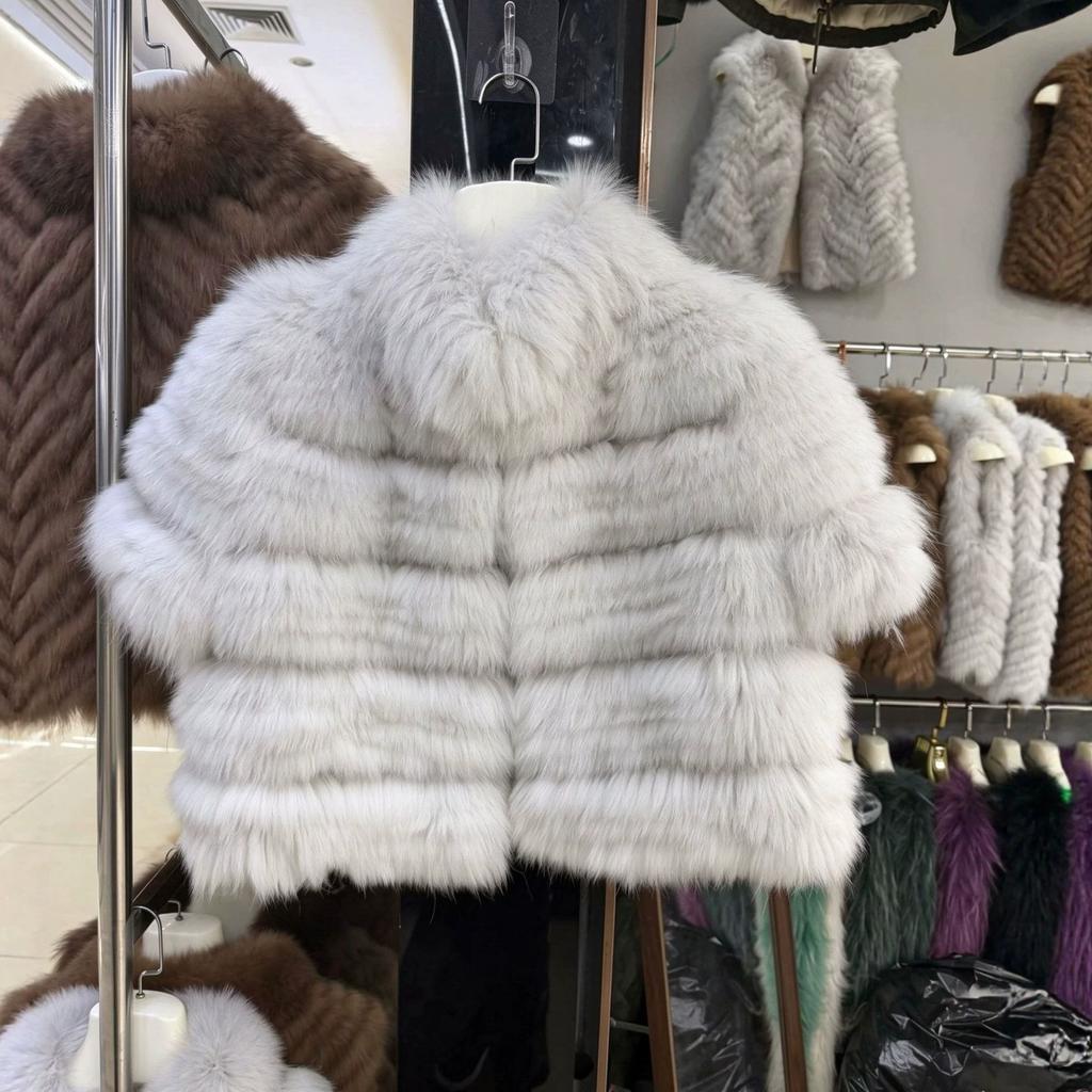 Winter new natural real fox fur coat women's fashion niche design short fur top