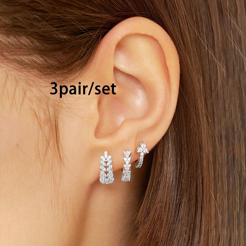 3 шт. Новинка Блестящие Серьги-кольца Пшеница с Цирконами Из Нержавеющей Стали Золотого Цвета Huggies Серьги-пирсинг Свадебные Украшения