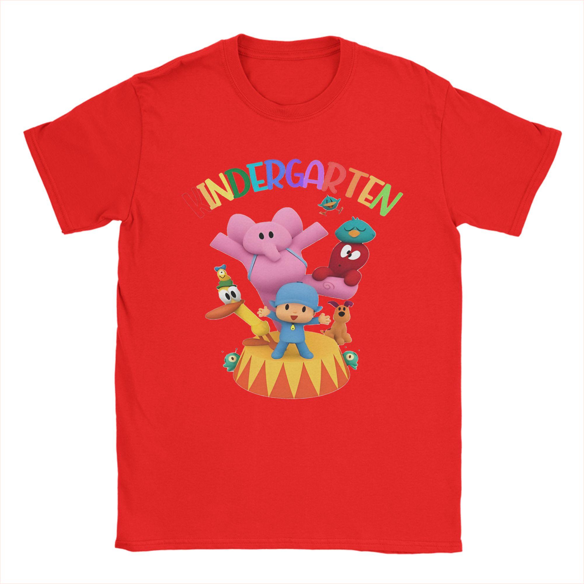 Pocoyoed And Friends Kindergarten Back To School  TShirt Unisexs Cotton Clothing Streetwear Round Neck Short Sleeve S