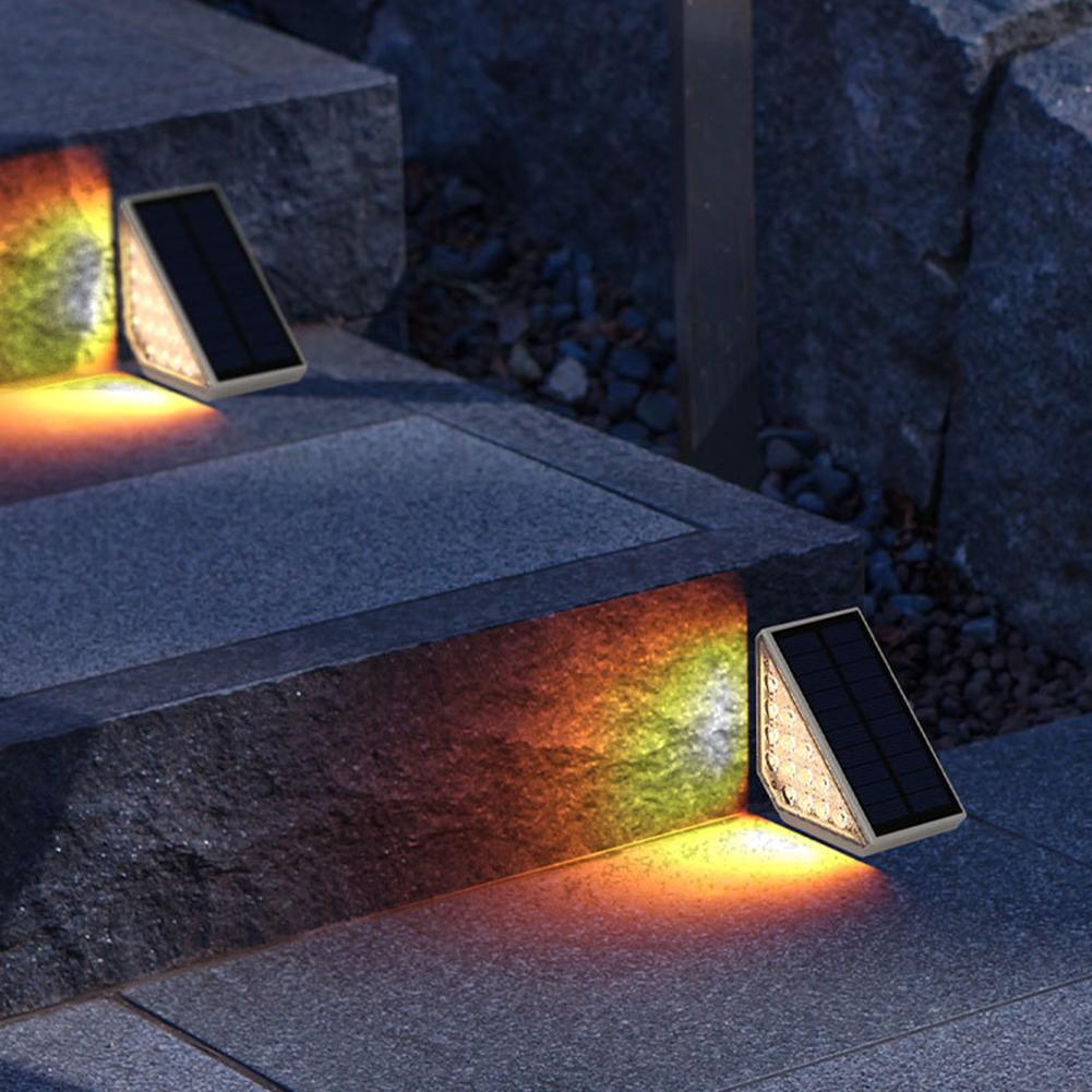LED Outdoor Solar Lights Decor Super Bright Solar Deck Lights Triangle Step Lamp for Stair Deck Front Step Front Porch and Patio