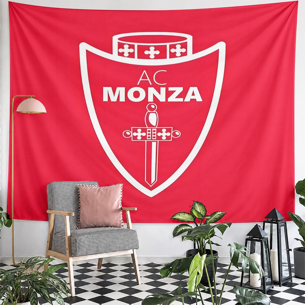 AC Monza Football Club Crest Wall Tapestry Red White Shield Crown Sword Italian Serie A Fan Decor for Man Cave Gift