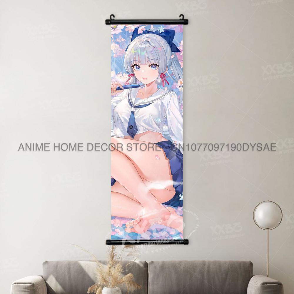 Game Genshin Impact Poster Sexy Anime Mona Home Decor Scroll Picture Sucrose Wall Art Decorative Hanging Painting Interior Mural