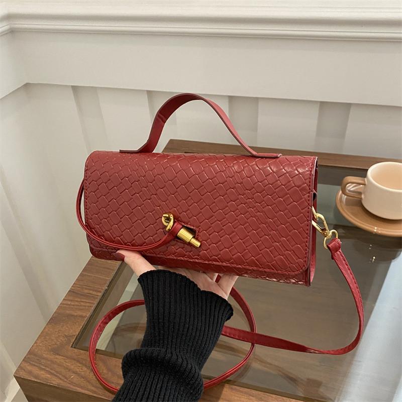 Minimalist Woven Texture Handheld Shoulder Bag For Daily Use