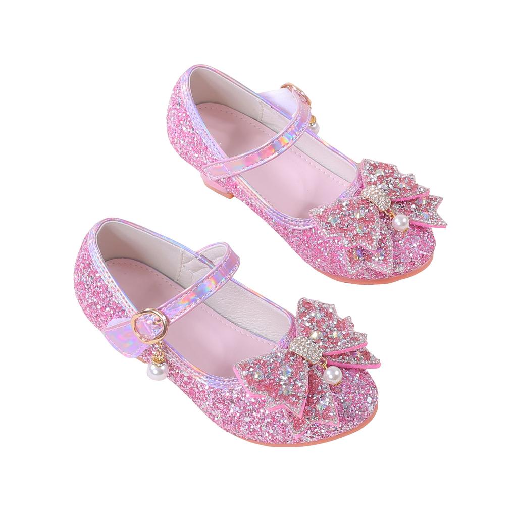 Mädchen Prinzessin High Heels 2026 Neue Frühjahrs- und Herbstkollektion Schleife Strass Steine Kleines Mädchen Auftritt Show Kleiderschuhe