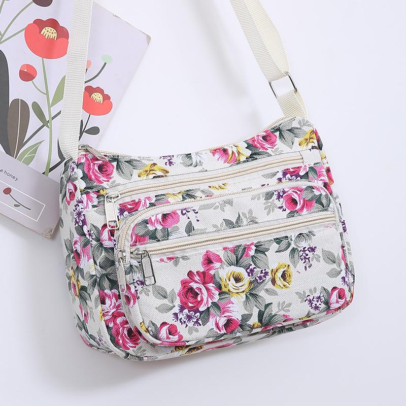 1 Pezzo Borsa a Spalla da Donna con Stampa Floreale Oxford Diagonal Piccola Quadrata Borsa a Mano Multifunzionale Casual da Viaggio Borsa a Tracolla