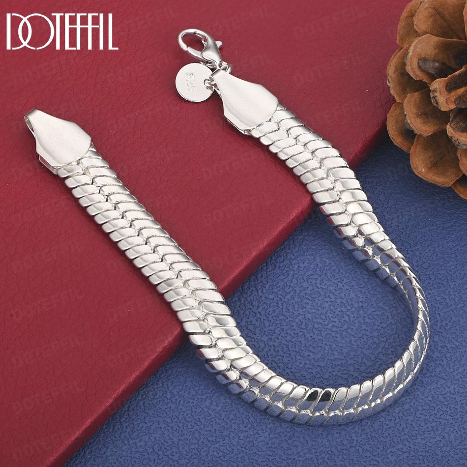 

Браслет-цепочка «змейка» из стерлингового серебра 925 пробы, 10 мм, свадебное украшение 20cm