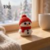 Decorative Snowman Statue 3D Printed Knitted Figurine, Christmas with Red Knit Desktop Figurines Hat and Scarf, Mini Sculpture for Holiday Desk