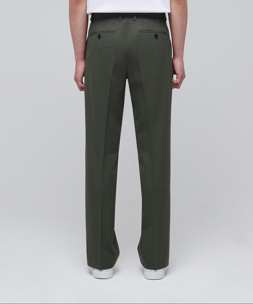 Musinsa Standard Semi-Wide Slit Hidden Banding Slacks [Dusty Khaki]