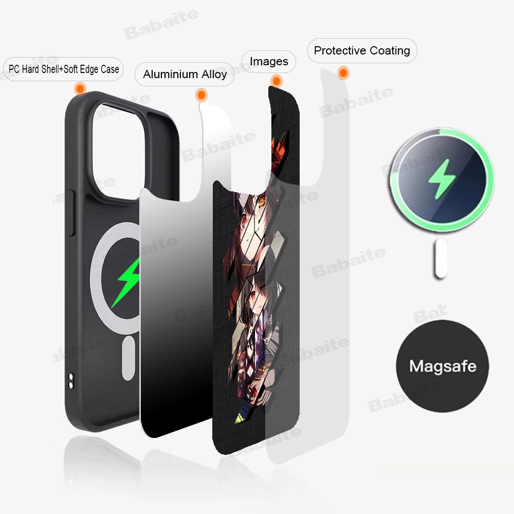 Cartoon K-Kurumi T-Tokisaki Phone Case Magnetic Case For IPhone 16 14 13 12 11 15 Pro Max Plus For Magsafe Wireless Charge Cover