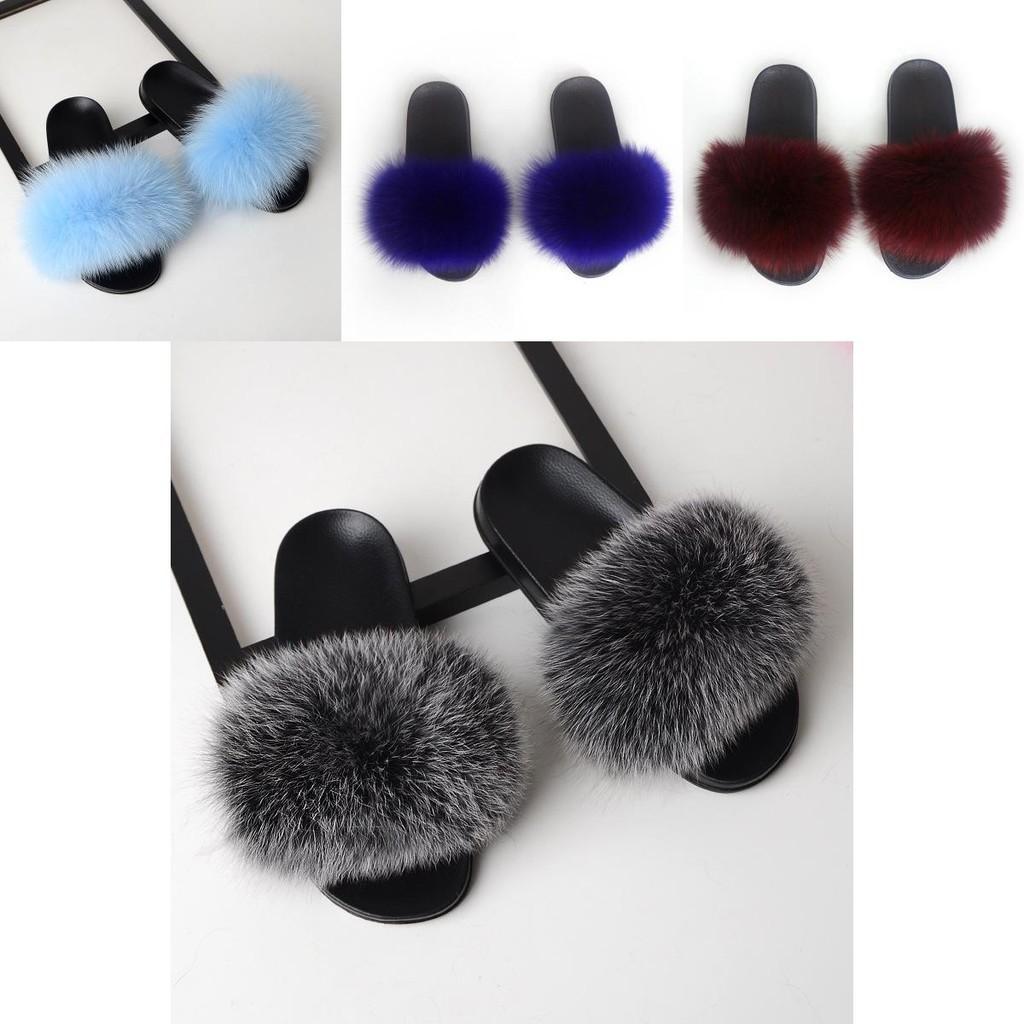 Elegant And Comfortable Women's Girls' Fur Slides With Soft Fuzzy Furry Slippers