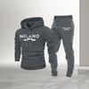 MILANO Alphabet Aufdruck Kapuzenpullover Set Frühling und Herbst Locker Lässig Sport Zwei-Teiler Herrenbekleidung