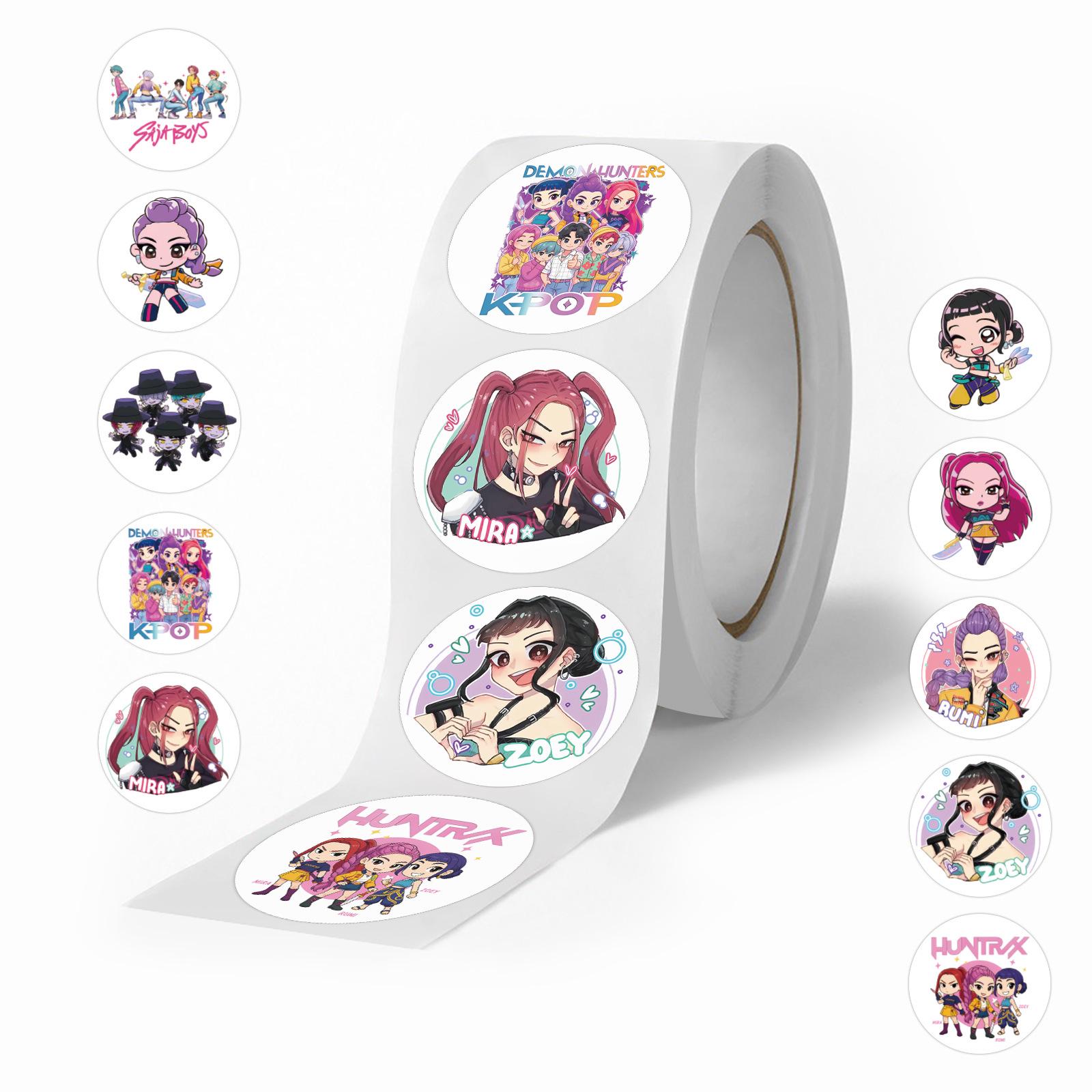 

Anime Demon Hunter Girls Cartoon Sticker Roll - 500 Sheets for DIY Decoration (Water Bottle, Computer, Graffiti)