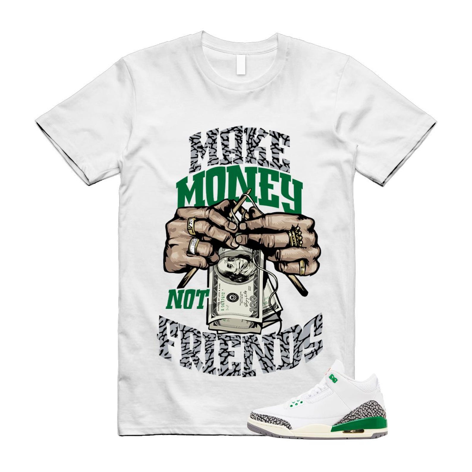 3 Lucky Green White Cement Grey T Shirt Match MM S
