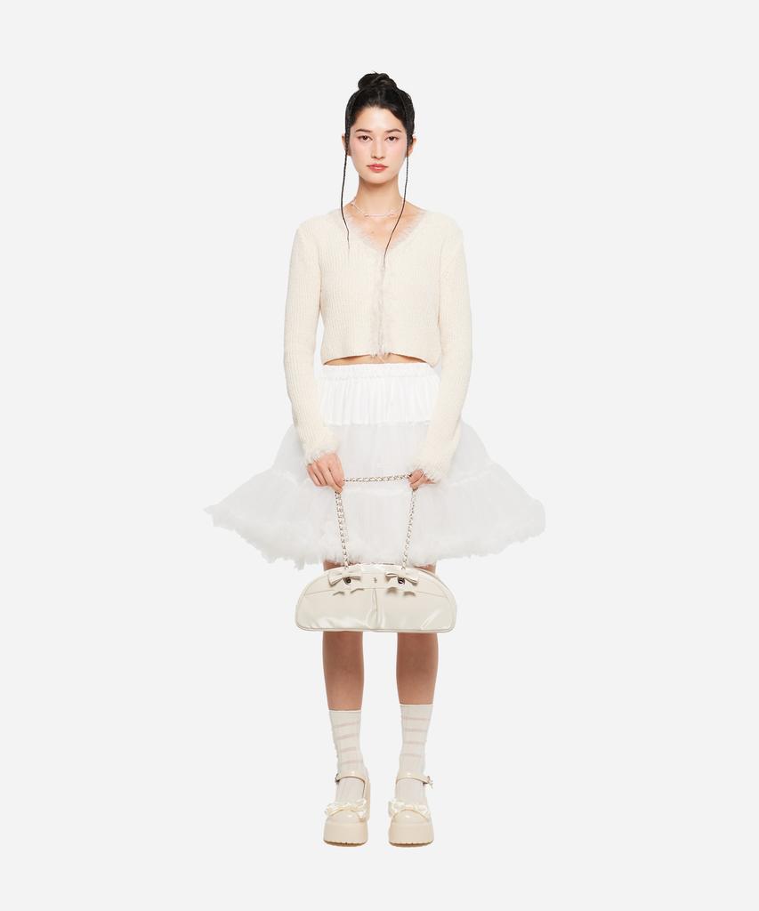 Twofoursix [Detachable Ribbon] Ribbon Chain Shoulder Bag - Cream Ribbon Chain Shoulder Bag