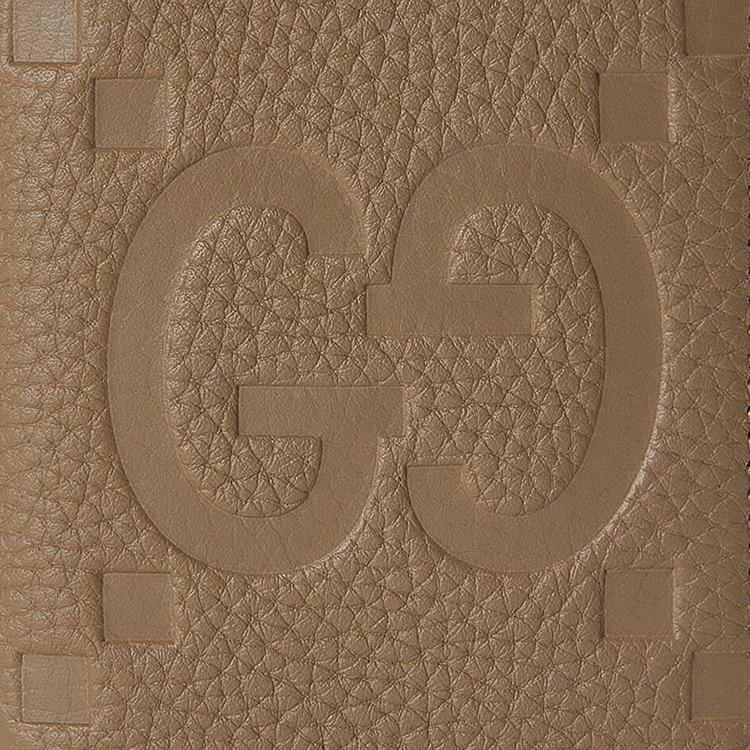 Gucci Double G Logo Embossed Flap Leather Card Holder Men Accessories Gray Brown 739478-AABY0-2801