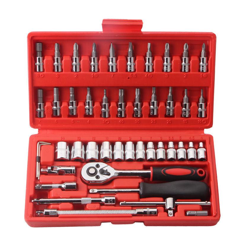 46-Piece Multifunctional Ratchet Wrench Set for Car and Motorcycle Repair