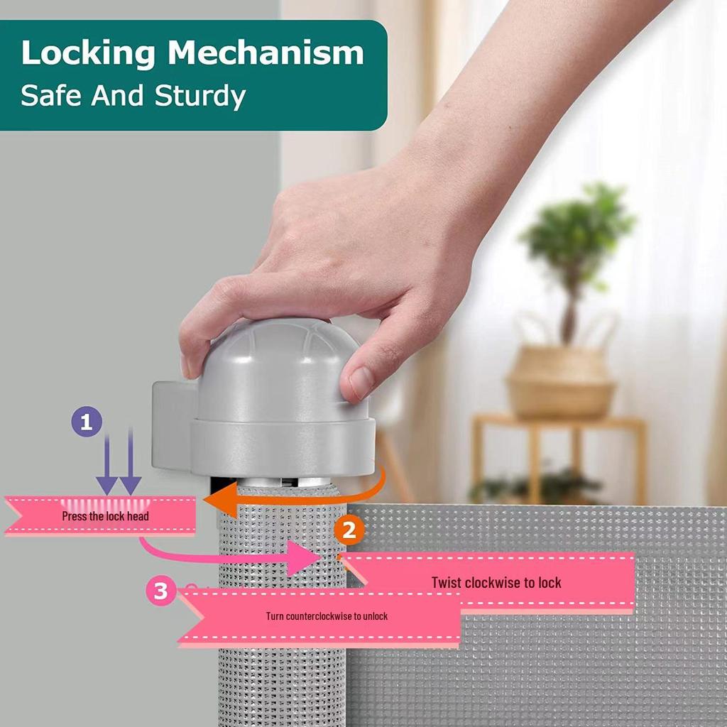 Child & Pet Safety Retractable Gate - Indoor Stairway Protection Rail & Anti-Cat Barrier